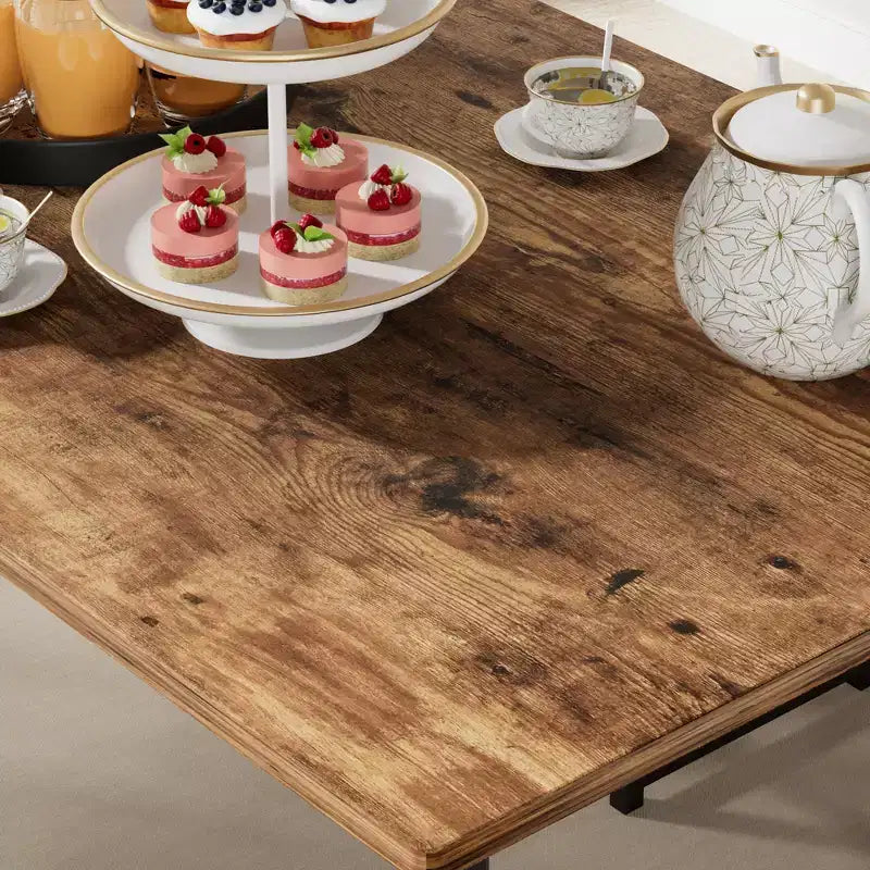 Ensemble Table et Chaises de Cuisine VECELO pour 4, Ensemble Salle à Manger avec Chaises/Tabourets en PU, Cadre Robuste pour Petits Espaces, Marron/Noir