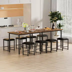 Ensemble Table et Chaises de Cuisine VECELO pour 4, Ensemble Salle à Manger avec Chaises/Tabourets en PU, Cadre Robuste pour Petits Espaces, Marron/Noir