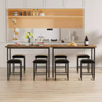 Ensemble Table et Chaises de Cuisine VECELO pour 4, Ensemble Salle à Manger avec Chaises/Tabourets en PU, Cadre Robuste pour Petits Espaces, Marron/Noir