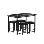 Ensemble Table et Chaises de Cuisine VECELO pour 4, Ensemble Salle à Manger avec Chaises/Tabourets en PU, Cadre Robuste pour Petits Espaces, Marron/Noir