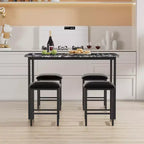 Ensemble Table et Chaises de Cuisine VECELO pour 4, Ensemble Salle à Manger avec Chaises/Tabourets en PU, Cadre Robuste pour Petits Espaces, Marron/Noir