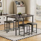 Ensemble Table et Chaises de Cuisine VECELO pour 4, Ensemble Salle à Manger avec Chaises/Tabourets en PU, Cadre Robuste pour Petits Espaces, Marron/Noir