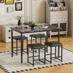 Ensemble Table et Chaises de Cuisine VECELO pour 4, Ensemble Salle à Manger avec Chaises/Tabourets en PU, Cadre Robuste pour Petits Espaces, Marron/Noir