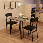 Table et chaises de cuisine pour 2 personnes, ensemble de table à manger petite et carrée avec 2 chaises rembourrées