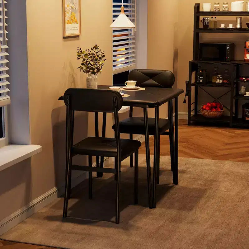 Table et chaises de cuisine pour 2 personnes, ensemble de table à manger petite et carrée avec 2 chaises rembourrées