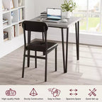 Table et chaises de cuisine pour 2 personnes, ensemble de table à manger petite et carrée avec 2 chaises rembourrées
