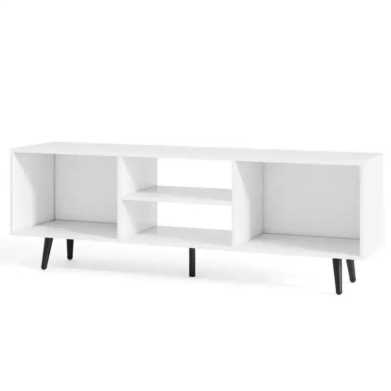 Meuble console Costway 47,5 po pour téléviseurs de 55 po avec étagères de rangement Pieds en métal robustes Blanc/Brun