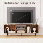 Meuble console Costway 47,5 po pour téléviseurs de 55 po avec étagères de rangement Pieds en métal robustes Blanc/Brun