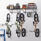Porte-vélos VEVOR, rangement pour 4 vélos, support mural avec 2 étagères, organisateur pour la maison et le garage, adaptable à différentes tailles de vélos
