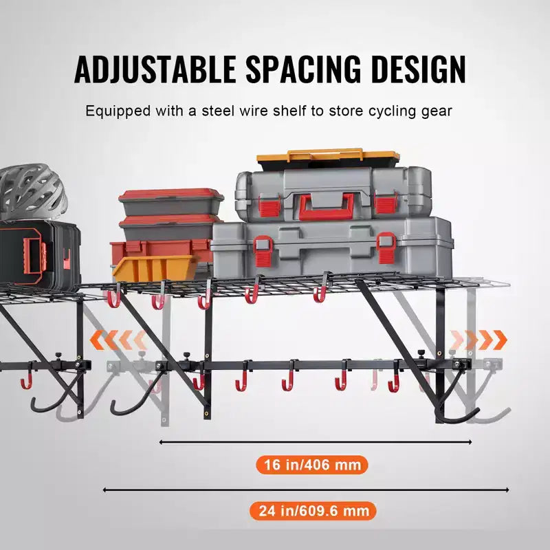 Porte-vélos VEVOR, rangement pour 4 vélos, support mural avec 2 étagères, organisateur pour la maison et le garage, adaptable à différentes tailles de vélos