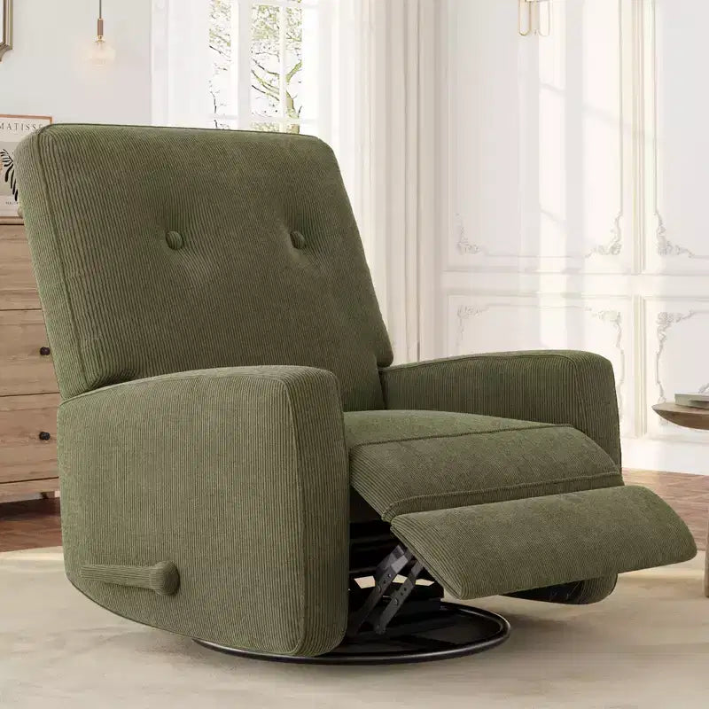 Garvee Fauteuil Inclinable Berçant et Pivotant à 360° pour Adultes, Fauteuil à Bascule Planeur pour Chambre d'Enfant, Salon, Chambre à Coucher, Bureau, Lin