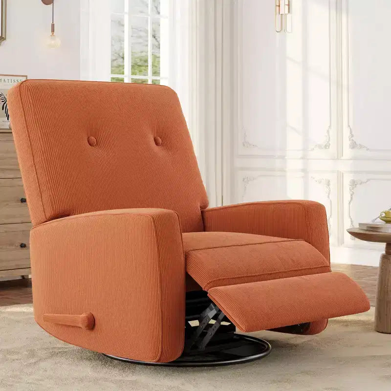 Garvee Fauteuil Inclinable Berçant et Pivotant à 360° pour Adultes, Fauteuil à Bascule Planeur pour Chambre d'Enfant, Salon, Chambre à Coucher, Bureau, Lin