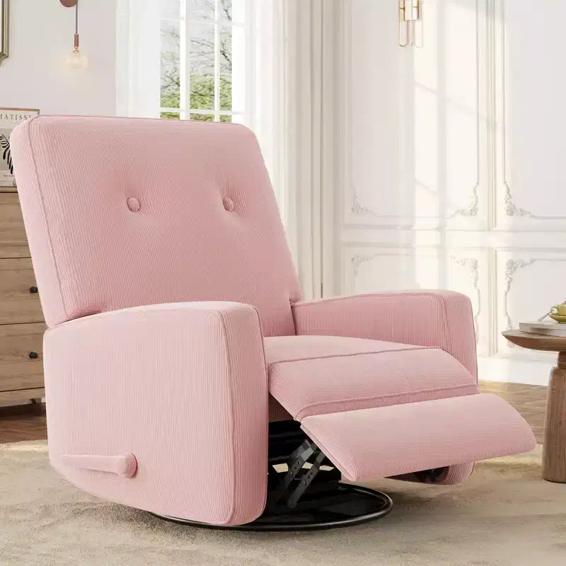Garvee Fauteuil Inclinable Berçant et Pivotant à 360° pour Adultes, Fauteuil à Bascule Planeur pour Chambre d'Enfant, Salon, Chambre à Coucher, Bureau, Lin