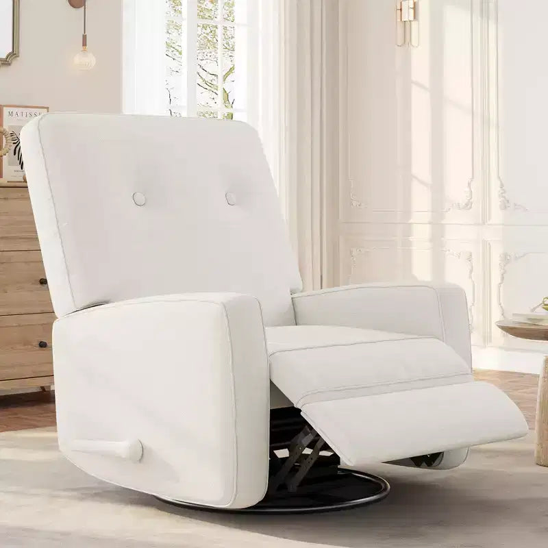 Garvee Fauteuil Inclinable Berçant et Pivotant à 360° pour Adultes, Fauteuil à Bascule Planeur pour Chambre d'Enfant, Salon, Chambre à Coucher, Bureau, Lin