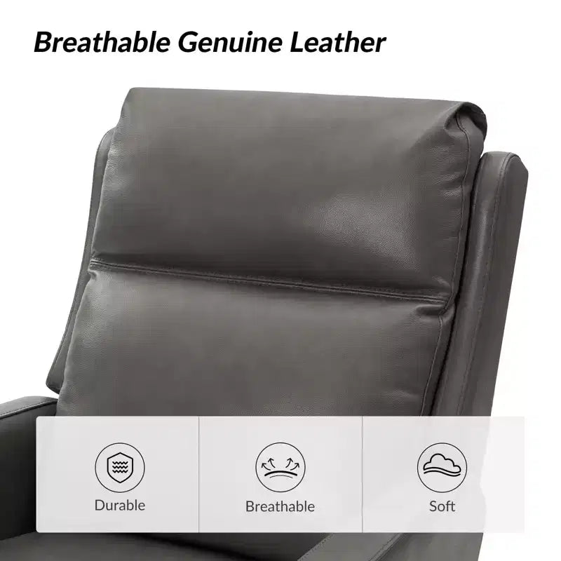 Mario Fauteuil inclinable motorisé de transition en cuir véritable avec ports USB, lot de 2 | ART OF LIVING DESIGNS-GRIS