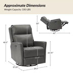 Mario Fauteuil inclinable motorisé de transition en cuir véritable avec ports USB, lot de 2 | ART OF LIVING DESIGNS-GRIS