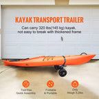 Chariot de kayak robuste VEVOR, capacité de charge de 145 kg, chariot de canoë détachable avec pneus pleins de 25,4 cm, supports réglables et pied de support antidérapant