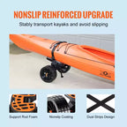 Chariot de kayak robuste VEVOR, capacité de charge de 145 kg, chariot de canoë détachable avec pneus pleins de 25,4 cm, supports réglables et pied de support antidérapant