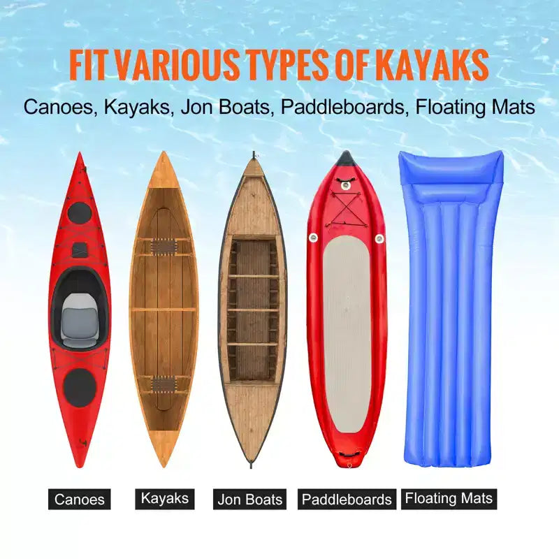 Chariot de kayak robuste VEVOR, capacité de charge de 145 kg, chariot de canoë détachable avec pneus pleins de 25,4 cm, supports réglables et pied de support antidérapant