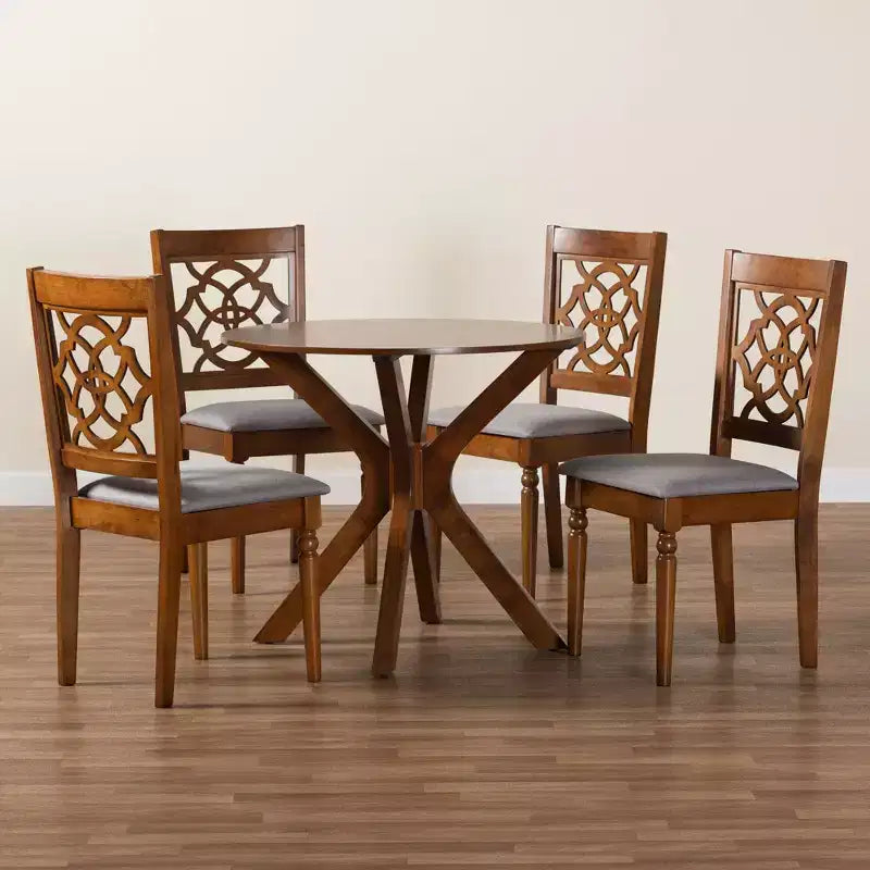 Ensemble de salle à manger 5 pièces Baxton Studio Sadie moderne en bois gris et noyer marron