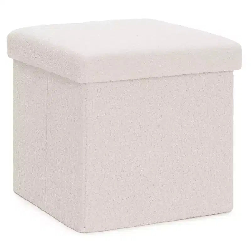 LUSIMO Banc Pouf de Rangement Pliant en Fausse Peau de Mouton, Coffre à Jouets, Repose-Pieds, Supporte jusqu'à 177 kg pour Chambre à Coucher, Salon
