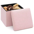 LUSIMO Banc Pouf de Rangement Pliant en Fausse Peau de Mouton, Coffre à Jouets, Repose-Pieds, Supporte jusqu'à 177 kg pour Chambre à Coucher, Salon