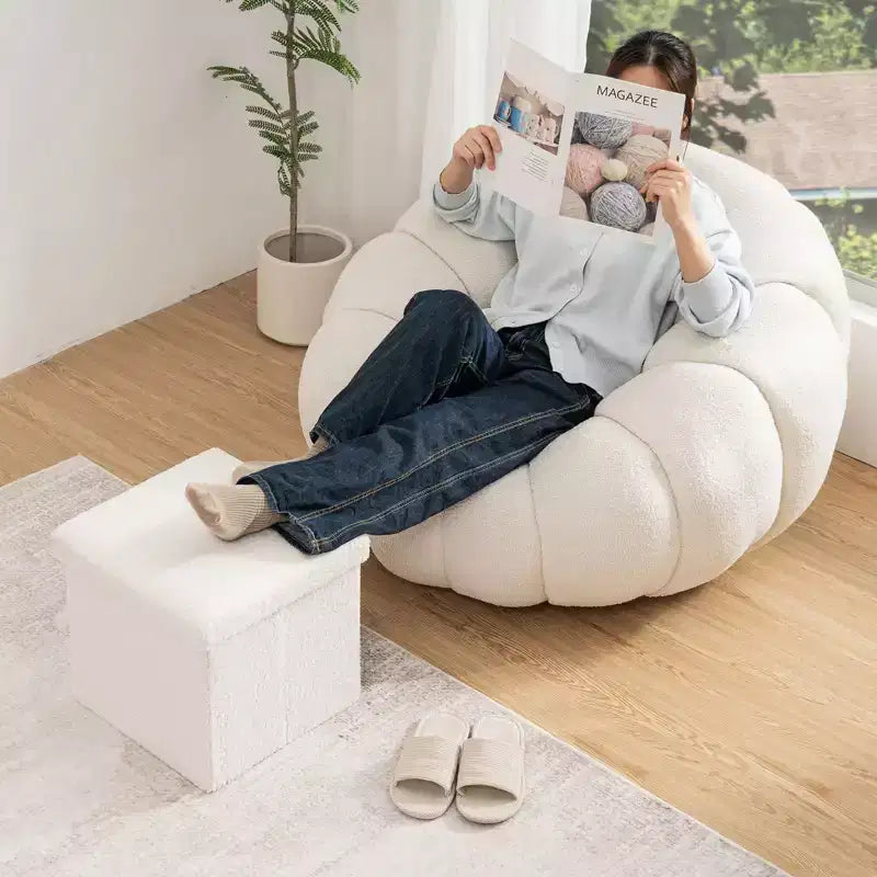 LUSIMO Banc Pouf de Rangement Pliant en Fausse Peau de Mouton, Coffre à Jouets, Repose-Pieds, Supporte jusqu'à 177 kg pour Chambre à Coucher, Salon