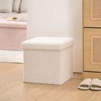 LUSIMO Banc Pouf de Rangement Pliant en Fausse Peau de Mouton, Coffre à Jouets, Repose-Pieds, Supporte jusqu'à 177 kg pour Chambre à Coucher, Salon