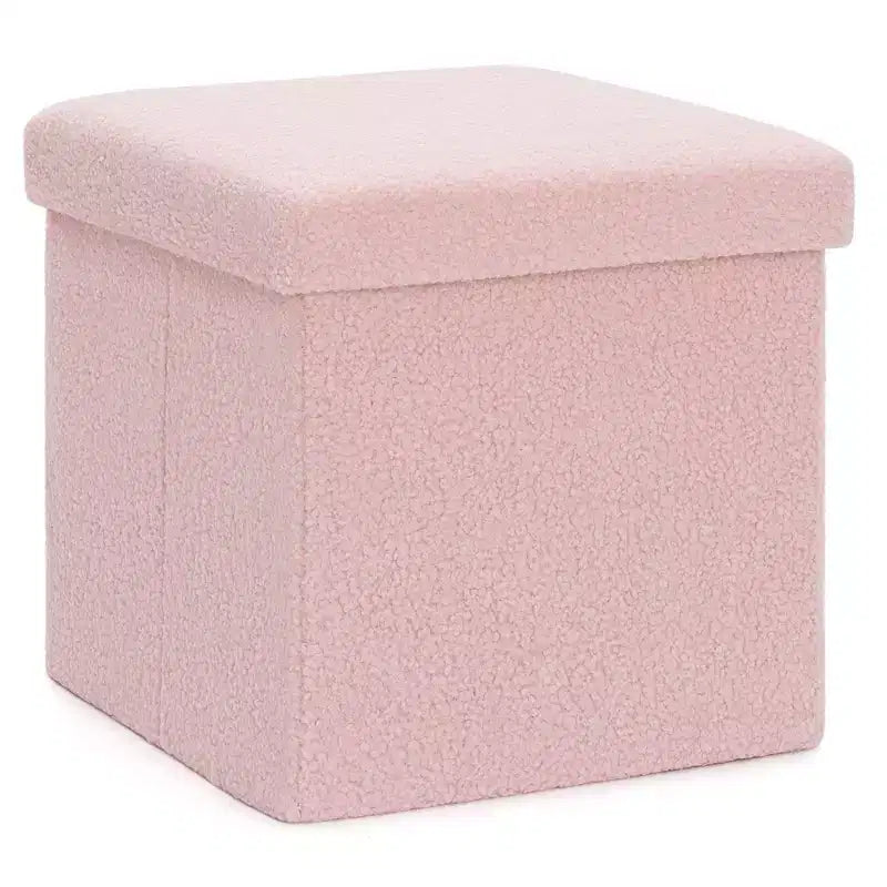 LUSIMO Banc Pouf de Rangement Pliant en Fausse Peau de Mouton, Coffre à Jouets, Repose-Pieds, Supporte jusqu'à 177 kg pour Chambre à Coucher, Salon