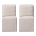 WestinTrends Soho Modern Upholstered Chenille Armless Dining Chairs With Casters (Set of 2), Taupe