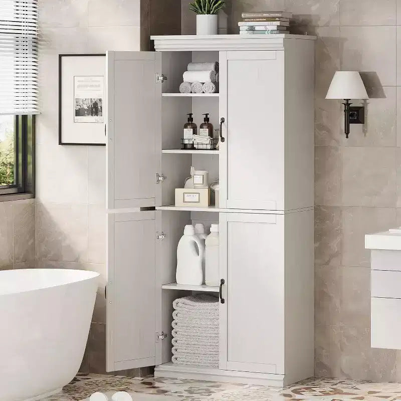 Grand buffet de cuisine de 178 cm avec 4 portes, 2 étagères réglables, placard en bois moderne, meuble de rangement de cuisine autoportant