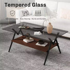 Ensemble de 3 tables basses et tables d'appoint, Table en verre trempé avec couche en MDF, Tables modernes pour salon, Verre gris