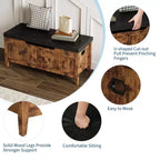 TROPOW Coffre de rangement, Banc de rangement avec coussin d'assise, 2 charnières de sécurité, Banc à chaussures, Organisateur de rangement en bois, Montage facile