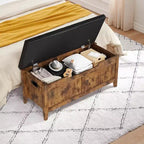 TROPOW Coffre de rangement, Banc de rangement avec coussin d'assise, 2 charnières de sécurité, Banc à chaussures, Organisateur de rangement en bois, Montage facile