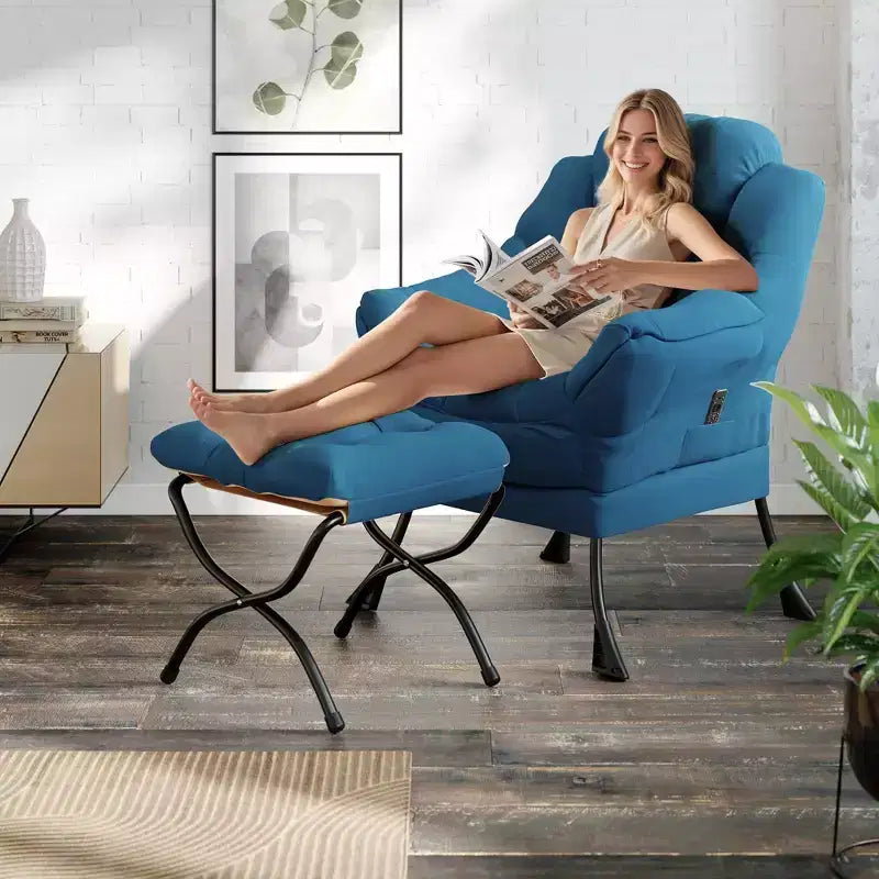 Fauteuil inclinable avec Ottomane, Fauteuil Inclinable Confortable et Moderne avec Poche Latérale, Repose-pieds Pliant