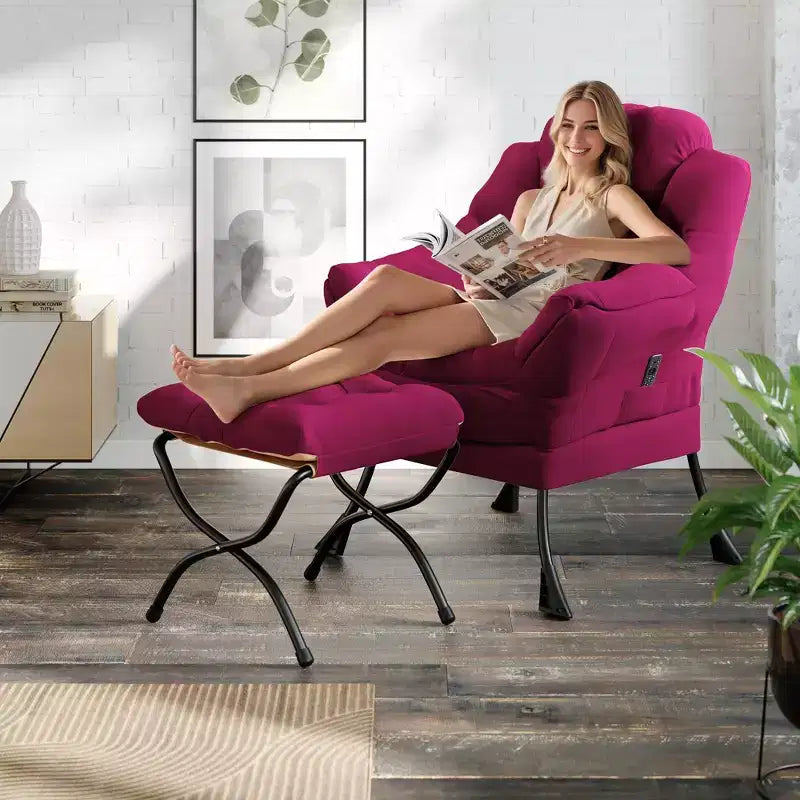 Fauteuil inclinable avec Ottomane, Fauteuil Inclinable Confortable et Moderne avec Poche Latérale, Repose-pieds Pliant