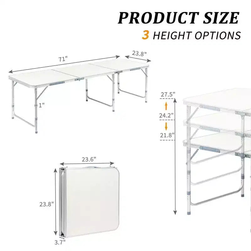 Table de camping pliante d'extérieur rectangulaire Karl Home de 1,8 m