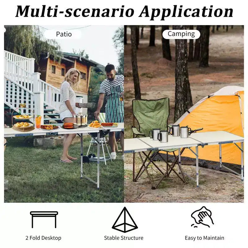 Table de camping pliante d'extérieur rectangulaire Karl Home de 1,8 m