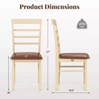 Costway Chaise de salle à manger en bois lot de 2/4 avec cadre en bois d'hévéa et siège rembourré pour cuisine