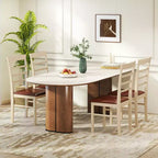 Costway Chaise de salle à manger en bois lot de 2/4 avec cadre en bois d'hévéa et siège rembourré pour cuisine