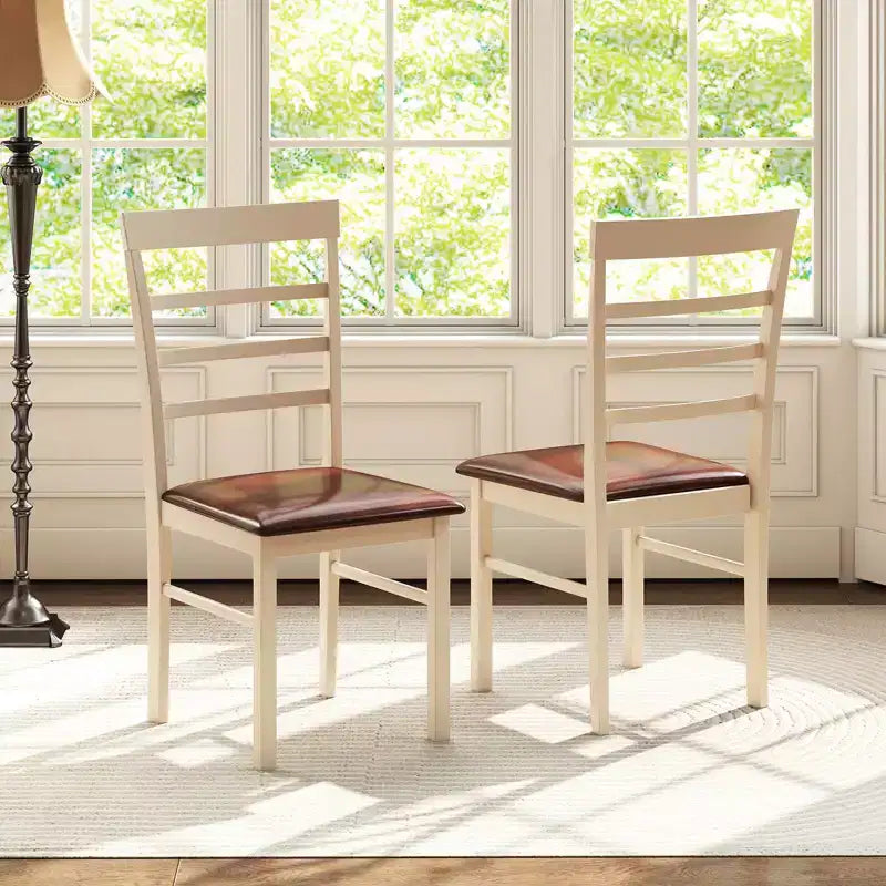 Costway Chaise de salle à manger en bois lot de 2/4 avec cadre en bois d'hévéa et siège rembourré pour cuisine