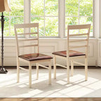 Costway Chaise de salle à manger en bois lot de 2/4 avec cadre en bois d'hévéa et siège rembourré pour cuisine