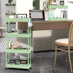 Chariot de rangement roulant mince à 4 niveaux Tree City Pink - Organisateur mobile multifonctionnel