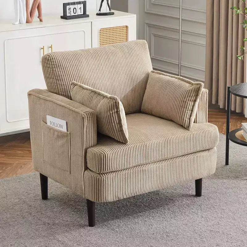 Fauteuil accent tonneau Karl Home Modern en velours côtelé pour salon ou chambre