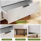 Commode 3 tiroirs GustoWave, commode de 71 cm de large avec dispositif anti-basculement, table de chevet haute en bois avec rangement et pieds en métal