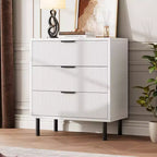 Commode 3 tiroirs GustoWave, commode de 71 cm de large avec dispositif anti-basculement, table de chevet haute en bois avec rangement et pieds en métal