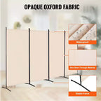 VEVOR Paravent, Paravent 4 Panneaux, Séparateur d'Intimité Pliable et Cloison de Séparation Portable pour Séparer les Pièces, Beige