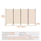 VEVOR Paravent, Paravent 4 Panneaux, Séparateur d'Intimité Pliable et Cloison de Séparation Portable pour Séparer les Pièces, Beige