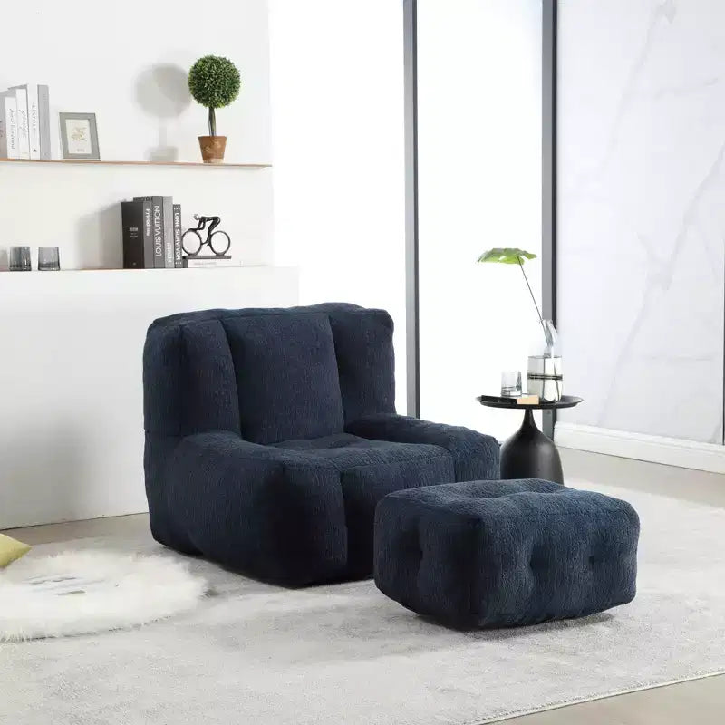 Pouf GDFStudio Toby moderne en velours avec ottoman