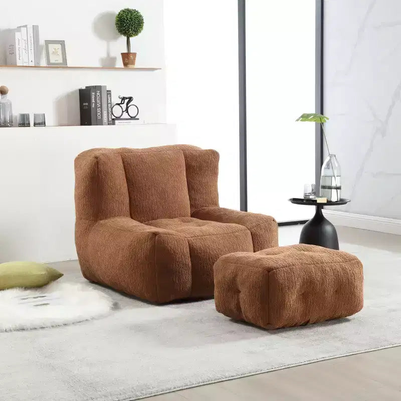 Pouf GDFStudio Toby moderne en velours avec ottoman